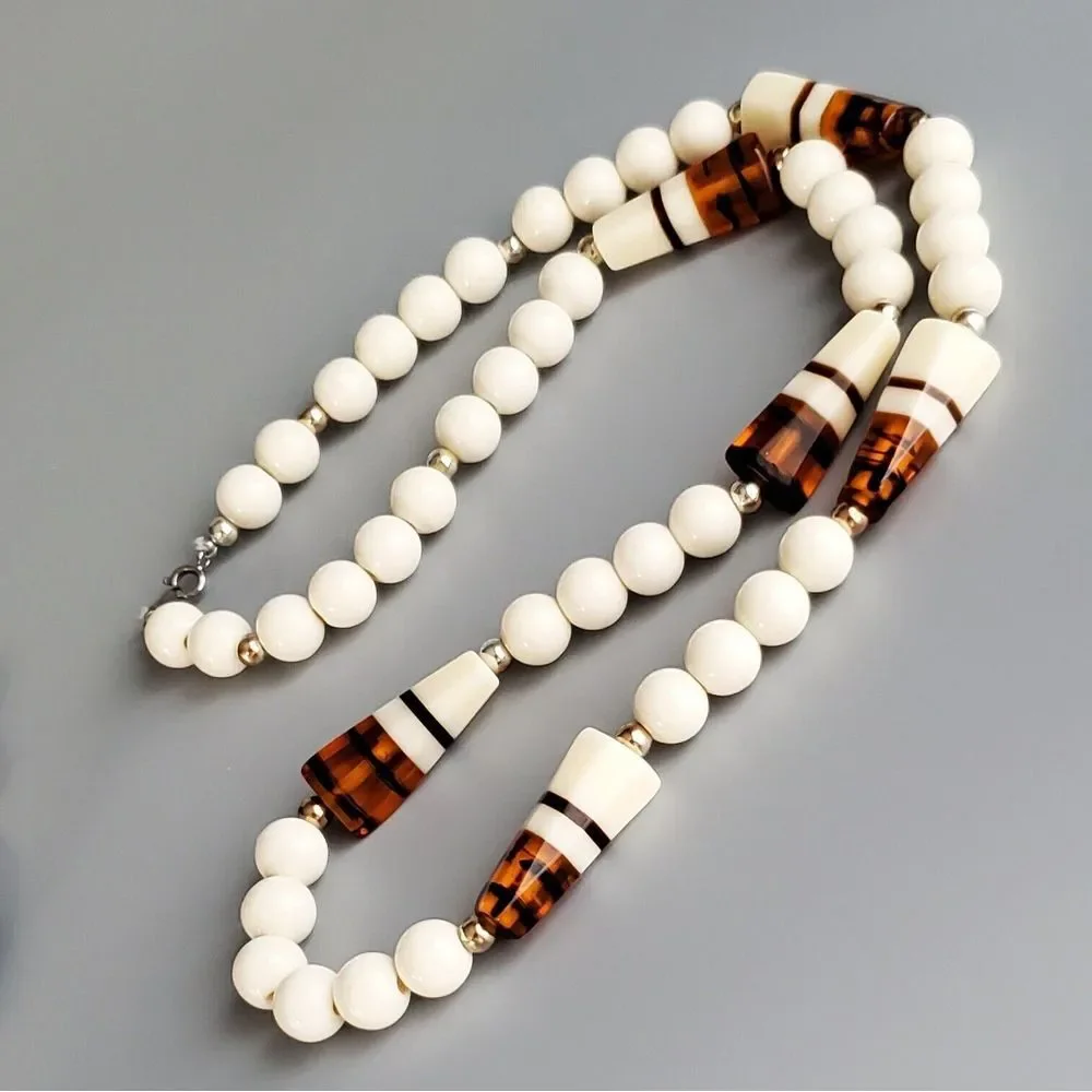 Vintage Rootbeer Lucite‎ Beads Long Necklace 30